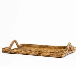 Woven Rattan Tray With Rainbow Handle -Household Items Series 0000s 0018 Rattan rainbow handle tray 9485 504403