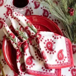 Red Paisley Placemats | Set Of 4 -Household Items Series 0006 RedPaisley 9965 511394