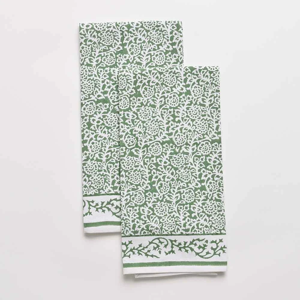 Tapestry Green Tea Towels 3 Tapestry Green Tea Towels