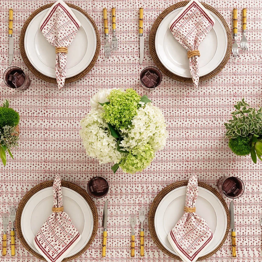 India Hicks Home Palm Avenue Blush Tablecloth 4 India Hicks Home Palm Avenue Blush Tablecloth - Image 2