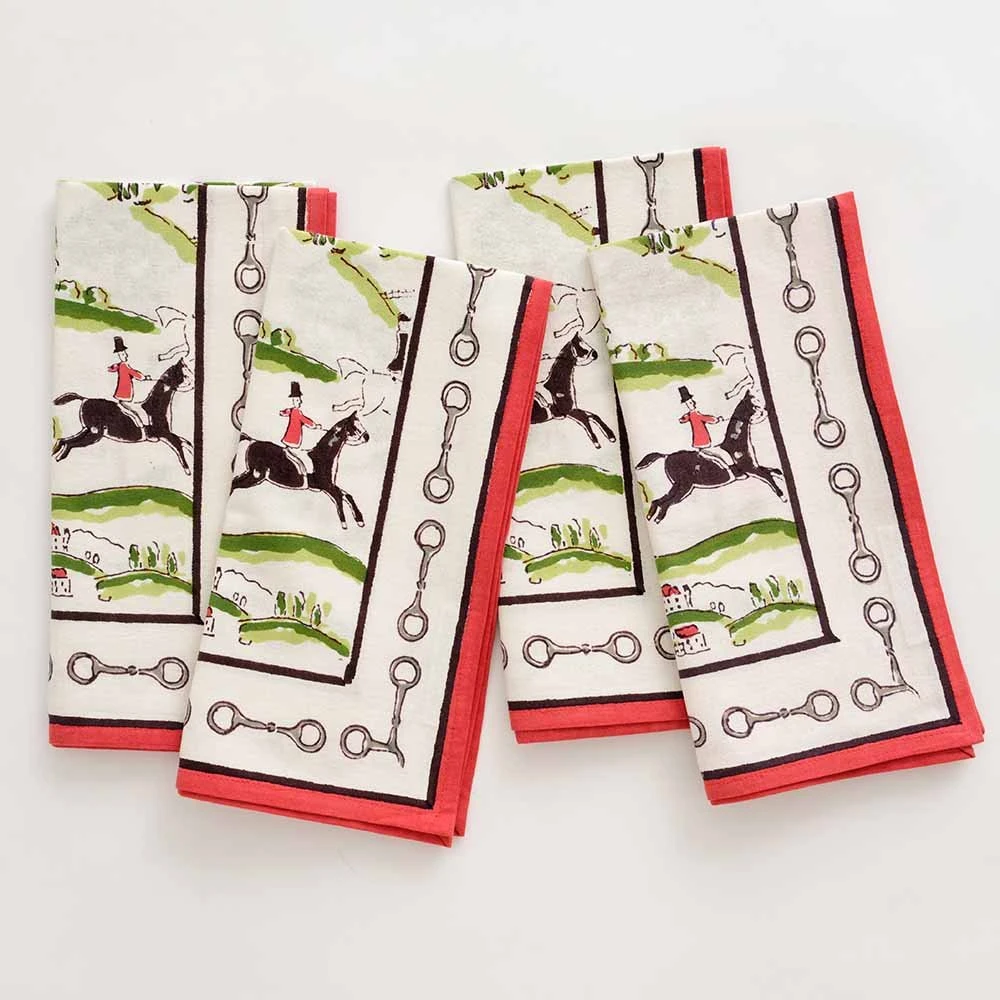 Hunt Scene Napkin | Set Of 4 3 Hunt Scene Napkin | Set Of 4