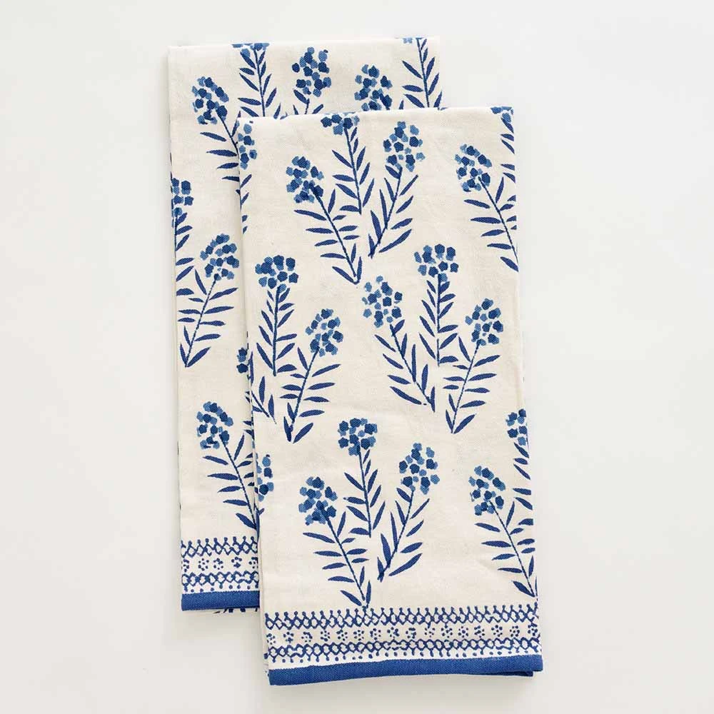 Phlox Blue Tea Towels 3 Phlox Blue Tea Towels