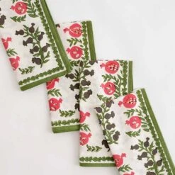 Pom Bells Fern & Poppy Napkin | Set Of 4