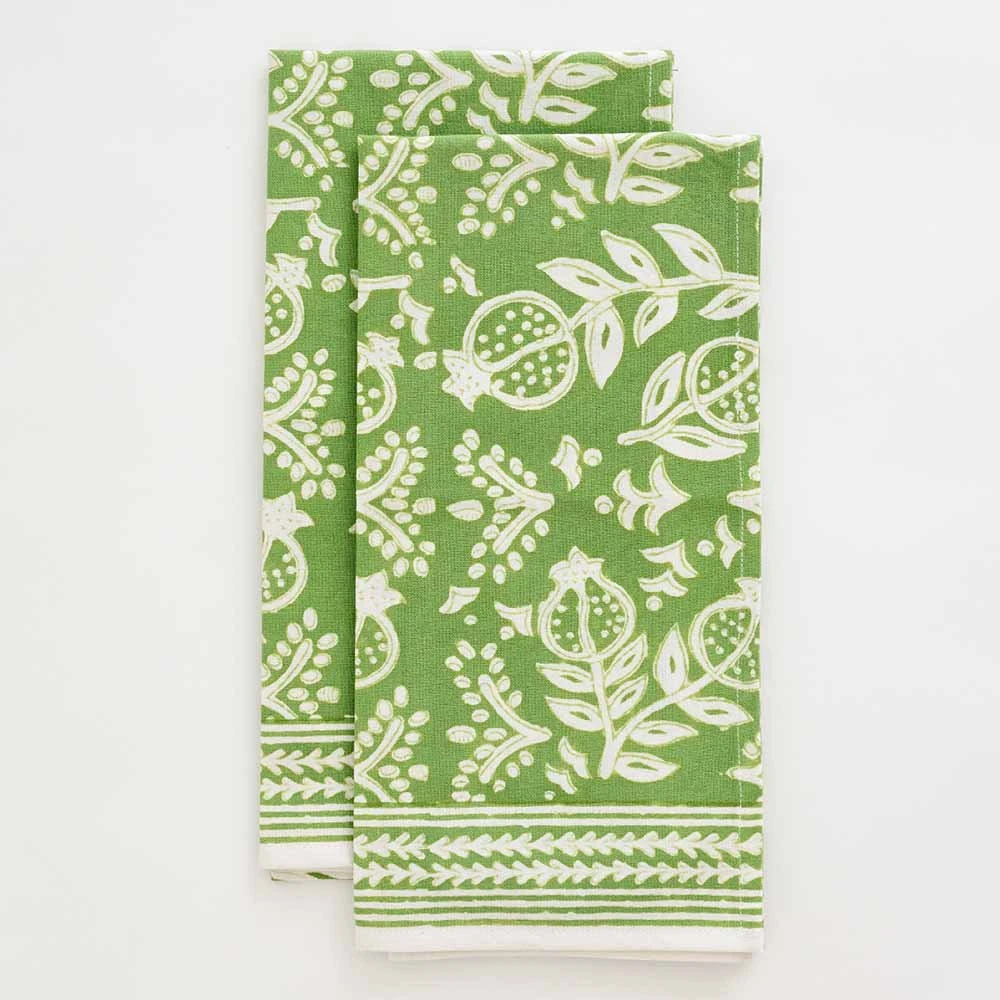 Pomegranate Green Tea Towels 3 Pomegranate Green Tea Towels