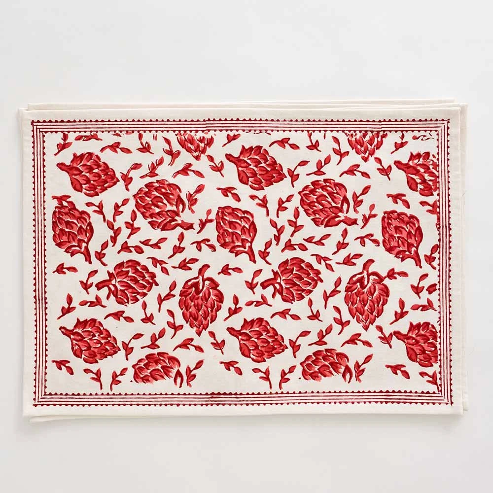Dancing Artichokes Red Placemat | Set Of 4 3 Dancing Artichokes Red Placemat | Set Of 4