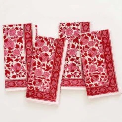 Crimson Blossom Napkin | Set Of 4