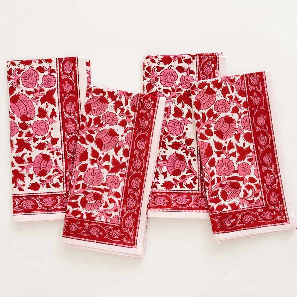 Crimson Blossom Napkin | Set Of 4 3 Crimson Blossom Napkin | Set Of 4