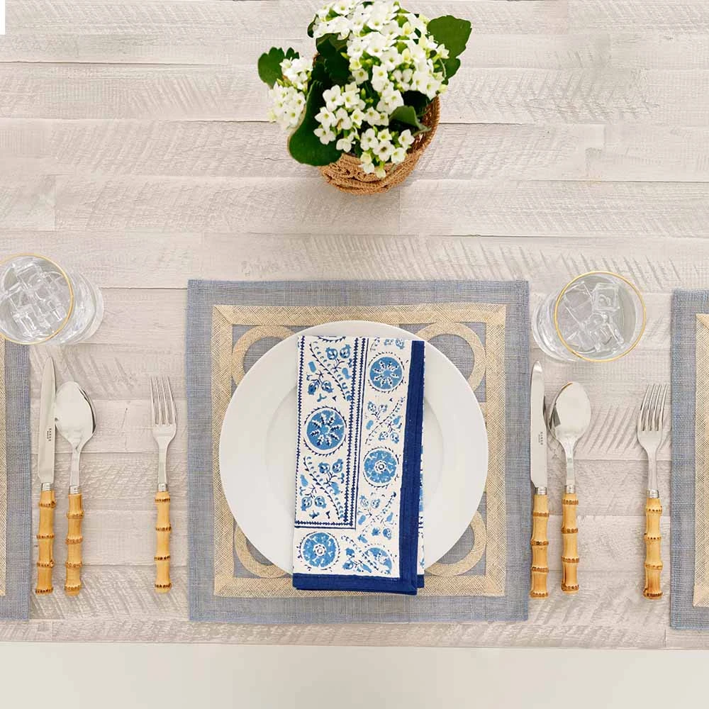 Blue Baldwin Rice Paper Placemat | Set Of 4 4 Blue Baldwin Rice Paper Placemat | Set Of 4 - Image 2