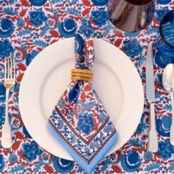 Bohemian Floral Blues & Paprika Placemat | Set Of 4 -Household Items Series 2 22 0001 BohemianFloralBluesandPaprika 9248 jpg 784273