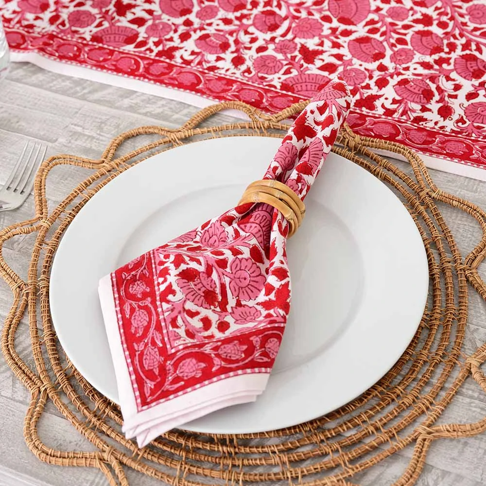 Crimson Blossom Napkin | Set Of 4 4 Crimson Blossom Napkin | Set Of 4 - Image 2