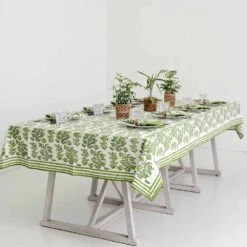 Pom Bells Green Tablecloth -Household Items Series 322B 0009 PomBellsGreen 6072 jpg 879002