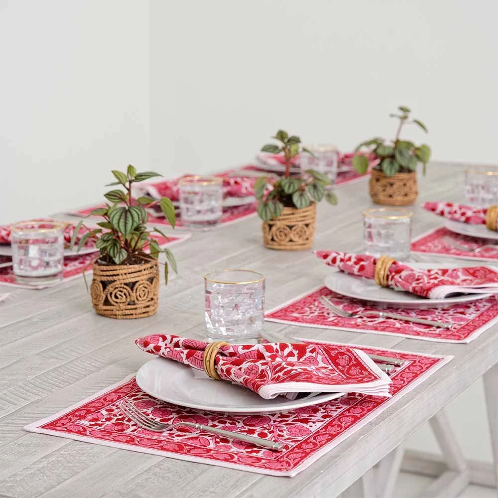 Crimson Blossom Placemat | Set Of 4 5 Crimson Blossom Placemat | Set Of 4 - Image 3