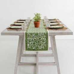 Jade Blossom Table Runner