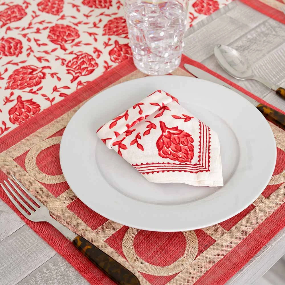 Regal Red Greek Key Jute Placemat | Set Of 4 5 Regal Red Greek Key Jute Placemat | Set Of 4 - Image 3