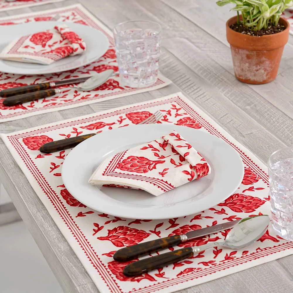 Dancing Artichokes Red Placemat | Set Of 4 4 Dancing Artichokes Red Placemat | Set Of 4 - Image 2