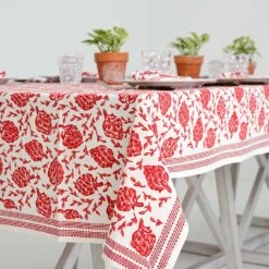Dancing Artichokes Red Tablecloth