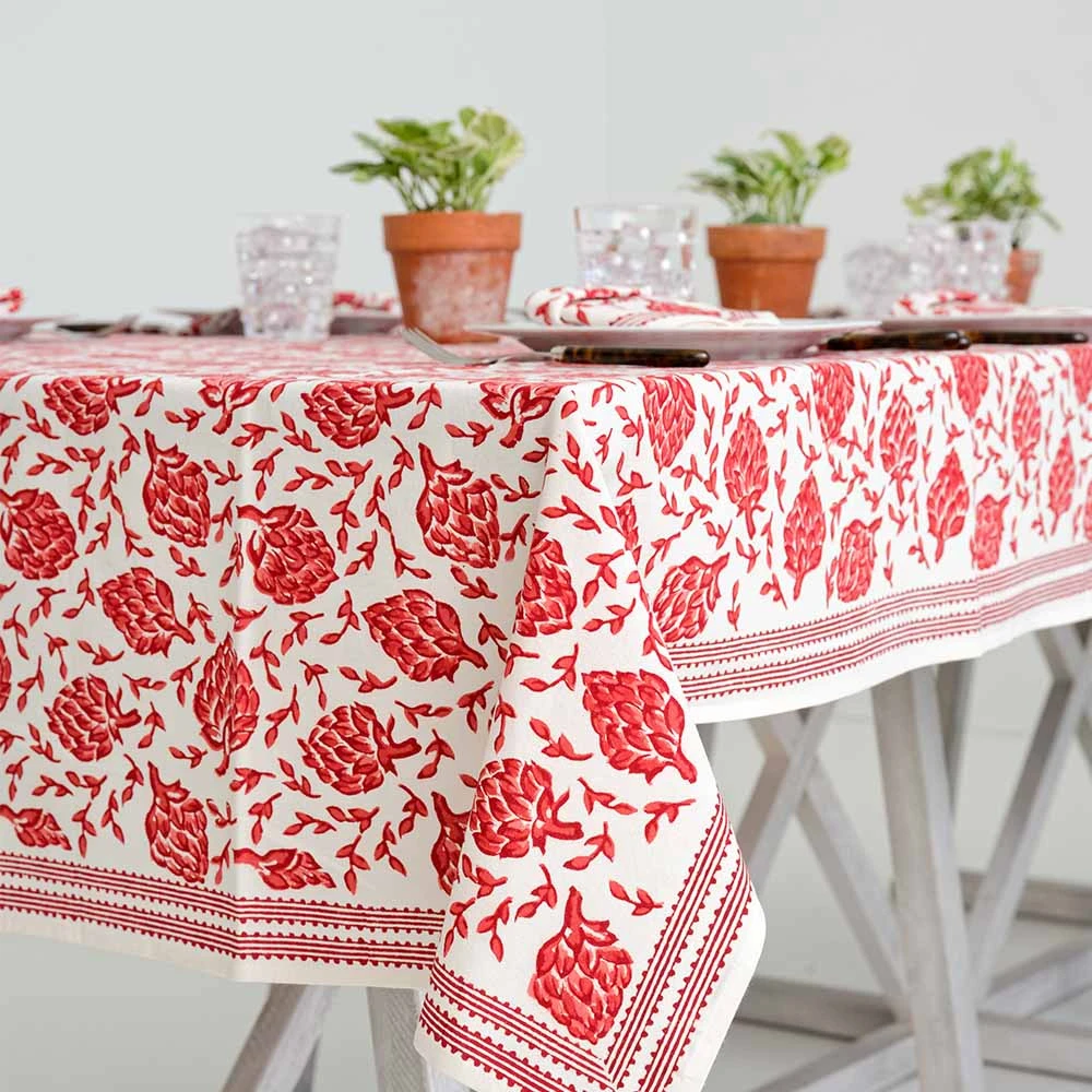 Dancing Artichokes Red Tablecloth 3 Dancing Artichokes Red Tablecloth