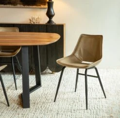 Brisben Modern Open Back Hand Washed Leather Dining Chair, Set Of 2 -Household Items Series 359A0685