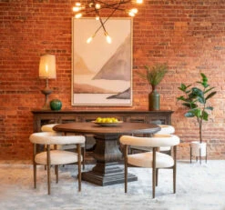 Ava White Bouclair Arm Chair Walnut Legs -Household Items Series 359A0693 1 1