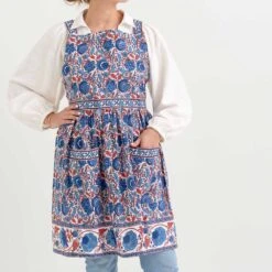 Bohemian Floral Blues & Paprika Apron