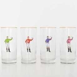Jockeys Drinking Glasses Mixed Set Of 4