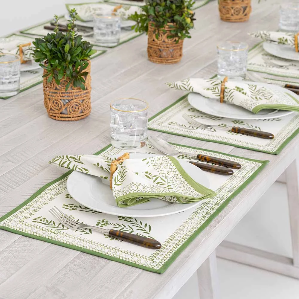 Phlox Green Placemat | Set Of 4 4 Phlox Green Placemat | Set Of 4 - Image 2