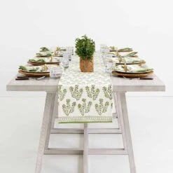 Phlox Green Table Runner