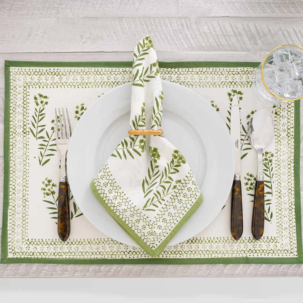 Phlox Green Placemat | Set Of 4 3 Phlox Green Placemat | Set Of 4