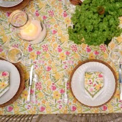 70s Flower Tablecloth -Household Items Series 70s flower tablecloth napkin charger