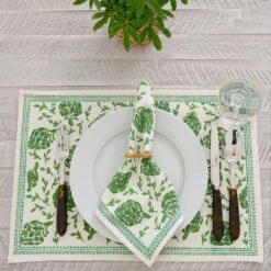 Dancing Artichokes Green Placemat | Set Of 4 -Household Items Series Artichoke Green 5490 118959