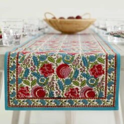 Bohemian Floral Turquoise Table Runner