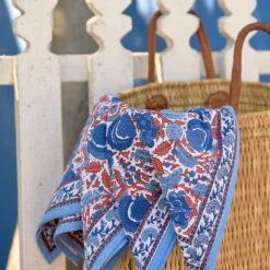 Bohemian Floral Blues & Paprika Napkin | Set Of 4 8 Bohemian Floral Blues & Paprika Napkin | Set Of 4 -Household Items Series Bohemian Floral Blues Paprika 13 965285