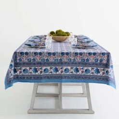 Bohemian Floral Blues & Paprika Tablecloth 10 Bohemian Floral Blues & Paprika Tablecloth -Household Items Series Bohemian Floral Blues Paprika 6 345264