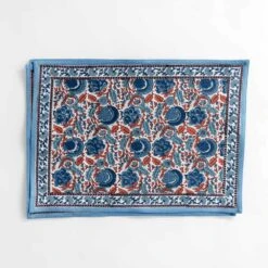 Bohemian Floral Blues & Paprika Placemat | Set Of 4