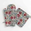 Bohemian Floral Turquoise Oven Mitt Set