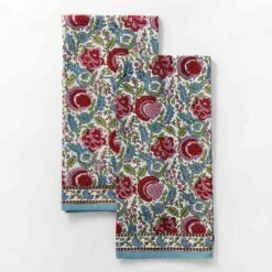 Bohemian Floral Turquoise Tea Towels