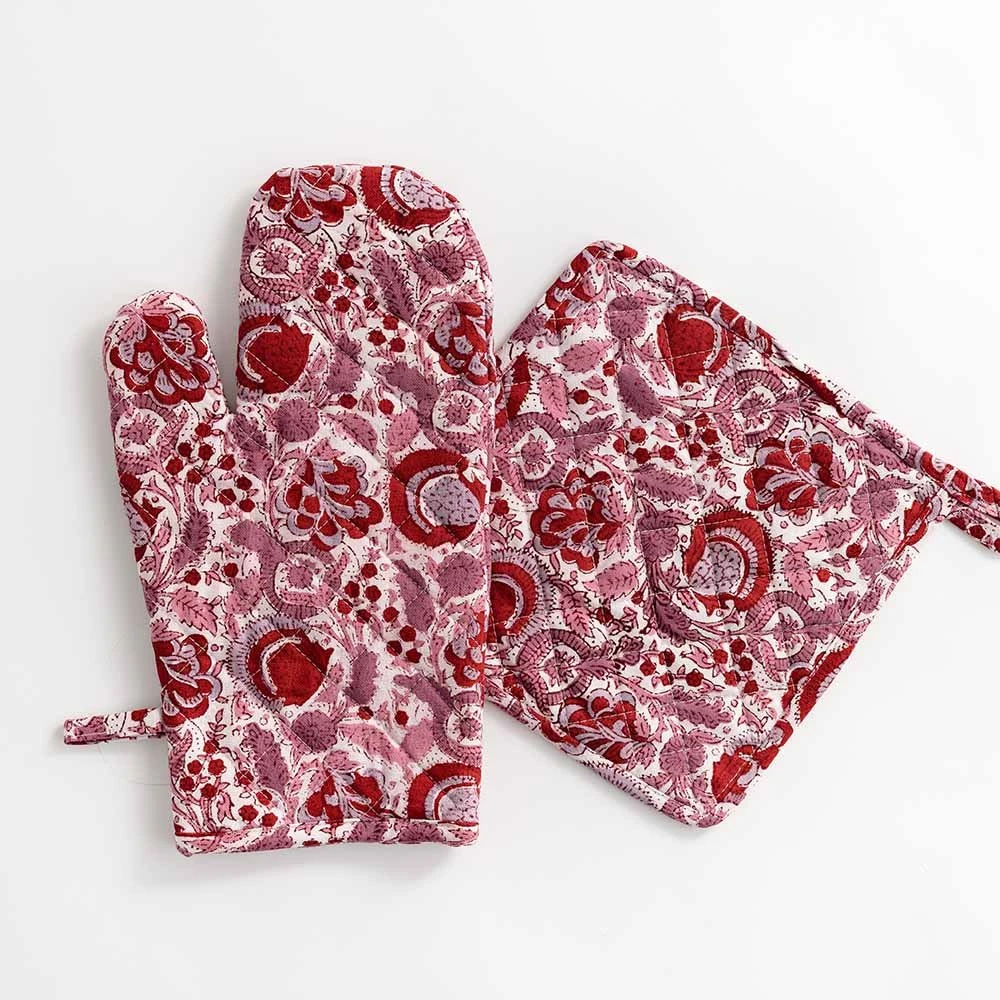Bohemian Floral Lavender & Rose Oven Mitt Set