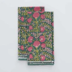 Cactus Flower Jade Tea Towels