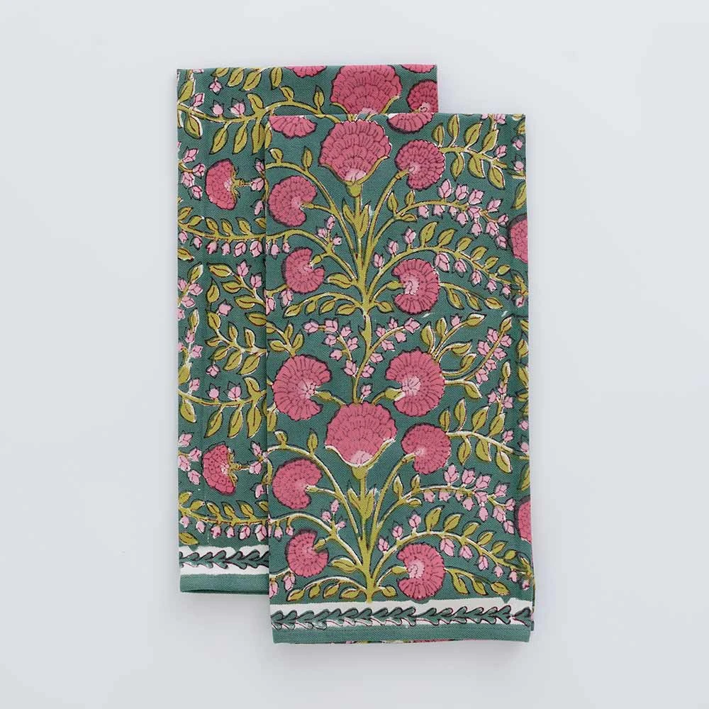 Cactus Flower Jade Tea Towels 3 Cactus Flower Jade Tea Towels