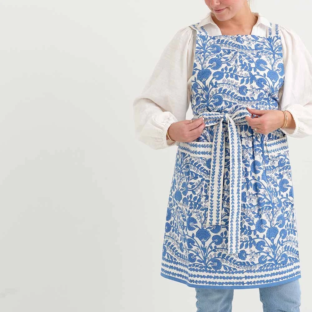 Cactus Flower Blue Apron 3 Cactus Flower Blue Apron