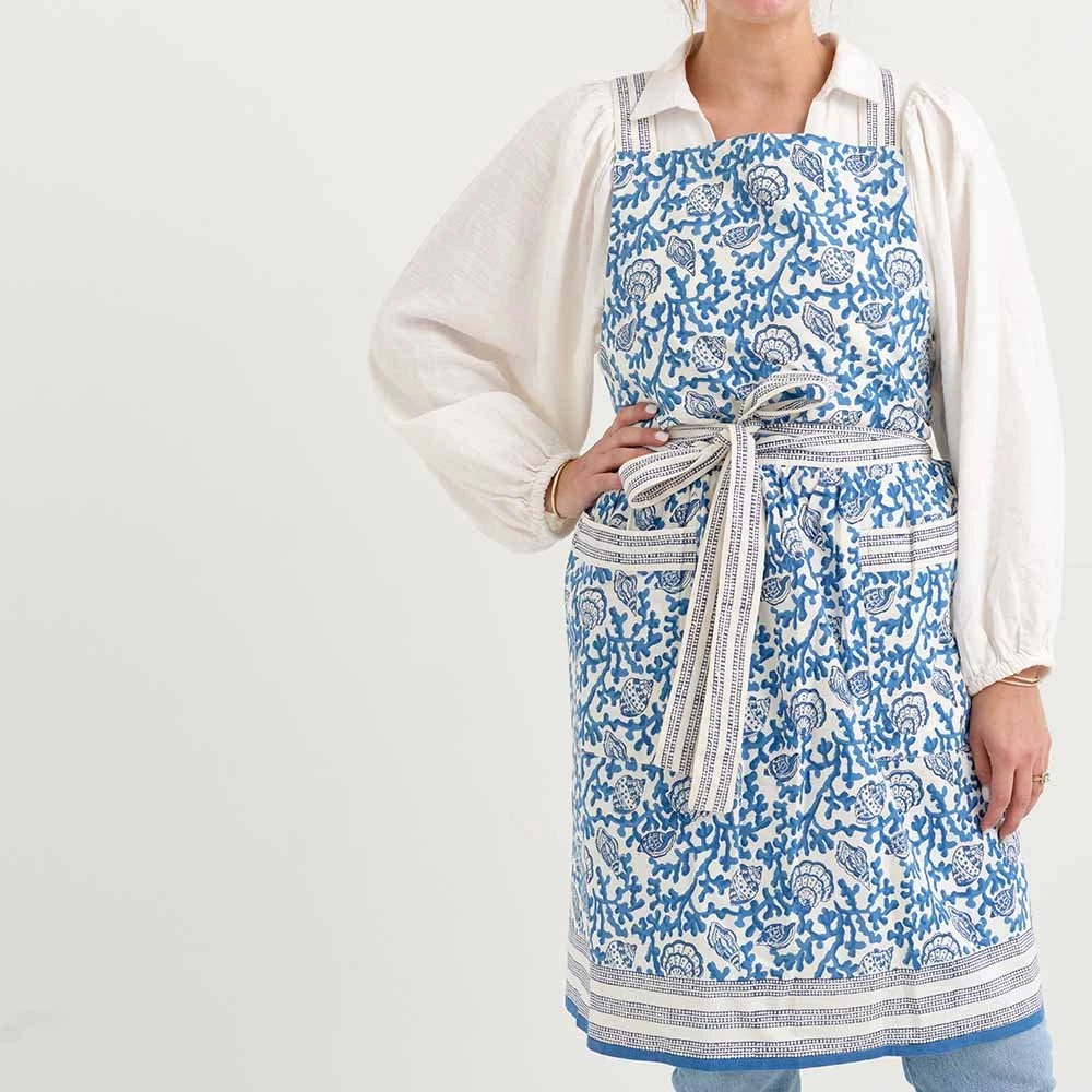 Coral & Shell Blue Apron 3 Coral & Shell Blue Apron