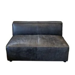 Chiavari Modular Sectional In Distressed Ebony Leather -Household Items Series DSC01710