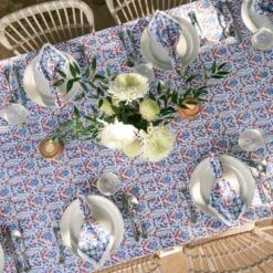 Dove & Cypress Blue & Persimmon Tablecloth -Household Items Series DSC 3558 754349