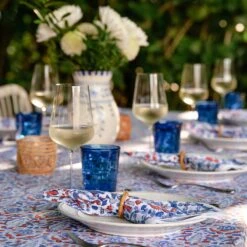 Dove & Cypress Blue & Persimmon Napkin | Set Of 4 -Household Items Series DSC 3589