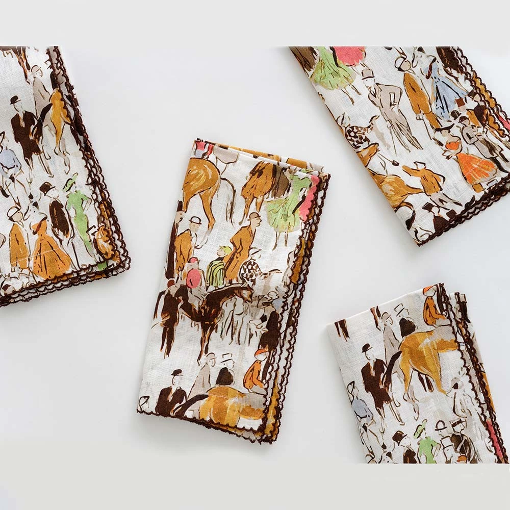 Paddock Scene Linen Napkin | Set Of 4 3 Paddock Scene Linen Napkin | Set Of 4