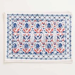 Dove & Cypress Blue & Persimmon Placemat | Set Of 4