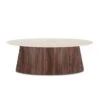 Positano 52" Mango Wood And White Marble Coffee Table