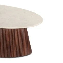 Positano 52" Mango Wood And White Marble Coffee Table -Household Items Series FAM CT52WM dt1