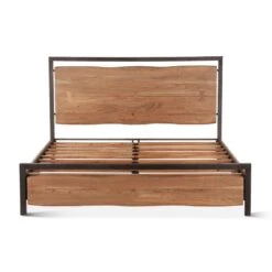Glenwood Industrial Modern Live Edge Bed - Smoked Acacia Finish