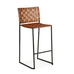 San Antonio Cognac Leather And Iron Bar Chair